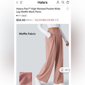 Halara Pink Work Pant Small NWT Viral Pink Wide Leg Waffle Pants MSRP $39.95